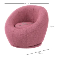 HOMCOM Fauteuil met pluche, accentfauteuil, pluche fauteuil, draaibaar, roze(m-3)