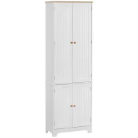 HOMCOM Küchenschrank Landhausstil  2 Schränke 6 Regale 61 cm x 30,5 cm x 183 cm MDF-Holz Weiß(m-1)