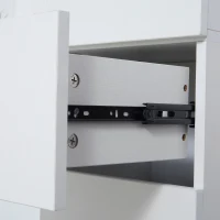 kleankin Mobile Bagno con Ripiano Regolabile, 2 Ripiani Chiusi e un Cassetto in Legno, 30x28x180 cm, Bianco(m-8)