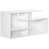 HOMCOM TV Bank mit 4 Regalen, Kabelführungslöchern, TV-Geräte bis zu 32"-55",120 cm x 40cm x 60cm, Weiß(m-1)