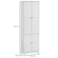 HOMCOM Küchenschrank Landhausstil  2 Schränke 6 Regale 61 cm x 30,5 cm x 183 cm MDF-Holz Weiß(m-3)