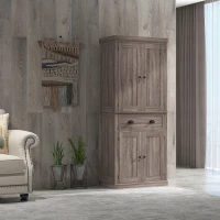 HOMCOM Küchenschrank, Hochschrank, Küchenbuffet mit 2 Schränken und Schublade, Mehrzweckschrank, Kippschutz, Sideboard, Braun, 76 x 40,5 x 184 cm(m-8)