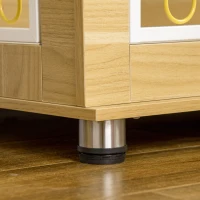 PawHut Dog Crate Furniture, Dog Cage End Table. with Soft Cushion, Double Door - Oak Tone(m-8)