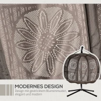 Outsunny Wiszący Fotel dla 2 Osób z Poduszkami, Składany, Kwiatowy Motyw, Stalowy Stelaż(m-8)