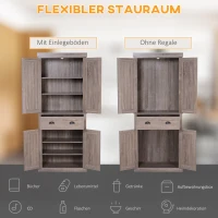 HOMCOM Küchenschrank, Hochschrank, Küchenbuffet mit 2 Schränken und Schublade, Mehrzweckschrank, Kippschutz, Sideboard, Braun, 76 x 40,5 x 184 cm(m-5)