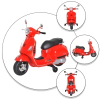 HOMCOM Vespa Scooter Moto électrique Enfants 6 V dim. 102L x 51l x 76H cm Musique MP3 Port USB klaxon Phare feu AR Rouge(m-9)