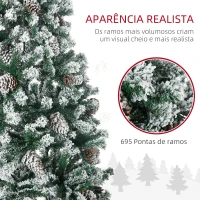 HOMCOM Árvore de Natal Artificial Altura 180 cm Árvore Nevada com 695 Ramos 57 Pinhas e Base de Aço Dobrável Ø104x180 cm Verde(m-5)