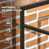 Outsunny Suporte para Lenha de Metal Prateleira de Armazenamento para Empilhar Troncos 50x30x100 cm Preto(m-5)