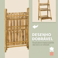 Outsunny Suporte para Plantas de 3 Níveis Dobrável para Interior e Exterior 60x37x93 cm Madeira(m-6)