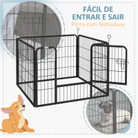 PawHut Parque para Cães com 4 Painéis Dobrável 82x82x60 cm com Porta e Fechadura para Exterior e Interior Cinza Escuro(m-7)