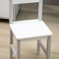 HOMCOM Conjunto de Mesa e Cadeira Infantil de Madeira com Quadro Branco Mesa de Estudo para Crianças acima de 5 Anos 90x45x85cm Cinza(m-8)