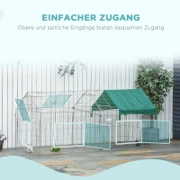 PawHut Speelplaats voor kleine dieren, buitenren, 4 grondpennen, 220 cm x 103 cm x 103 cm, zwart + groen(m-5)