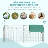 PawHut Speelplaats voor kleine dieren, buitenren, 4 grondpennen, 220 cm x 103 cm x 103 cm, zwart + groen(m-6)