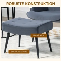 HOMCOM Fauteuil met ottomaan, relaxfauteuil. Knoopsteek, donkergrijs.(m-5)