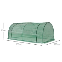 Outsunny Mini Invernadero 200x100x80 cm para Jardín Vivero Casero Tipo Túnel con Marco de Acero y Cubierta Plástico Verde(m-3)
