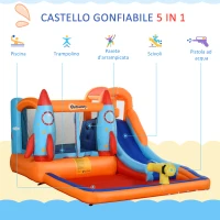 Outsunny Castello Gonfiabile per Bambini Piscina con Scivolo e Trampolino, Pompa Elettrica, 350x250x185cm, Multicolore(m-4)