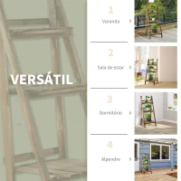 Outsunny Suporte para Plantas de 3 Níveis Dobrável para Interior e Exterior 40x37x93 cm Madeira(m-7)