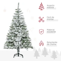 HOMCOM Árvore de Natal Artificial 150 cm com Neve Ignífugo com 358 Ramos Folhas de PVC Abertura Automática Base Dobrável Verde(m-4)