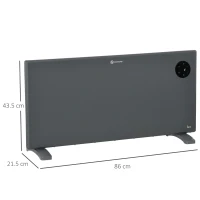 HOMCOM 2000W Electric Convector Heater, Freestanding or Wall Mounted, Space Heater with Adjustable Thermostat, Timer, Grey(m-3)