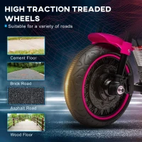 HOMCOM 6v Electric Motorbike with Training Wheels, One-Button Start - Pink(m-6)
