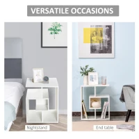 HOMCOM Side Table, 3 Tier End Table with Open Storage Shelves, Living Room Coffee Table Organiser Unit, White(m-7)