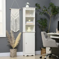 HOMCOM® STOJĄCY REGAŁ ŁAZIENKOWY DO PRZECHOWYWANIA 6 PÓŁEK PŁYTA MDF biały 40 x 23 x 160 cm(m-2)