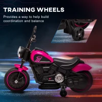 HOMCOM 6v Electric Motorbike with Training Wheels, One-Button Start - Pink(m-5)