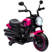 HOMCOM Elektrische kindermotorfiets met zijwieltjes, koplamp, 1,5 tot 3 km/u, roze