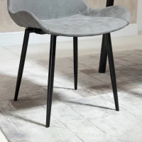 HOMCOM Essstuhl moderner Küchenstuhl Esszimmerstühle mit Rückenlehne Metallbeine für Empfang Wohnzimmerstuhl Kunstleder Metall Schaumstoff Grau 51,5 x 59 x 82 cm(m-6)