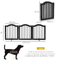 PawHut Barrera de Seguridad Plegable para Perros Pequeños Rejilla de Protección de 3 Paneles con Patas 154,5x29,5x61 cm Negro(m-3)