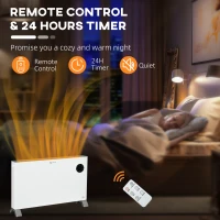 HOMCOM 2000W Electric Convector Heater, Freestanding Space Heater with 3 Heat Settings, Adjustable Thermostat, Timer, White(m-6)