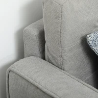 HOMCOM Modern 2 Seater Sofa with Hidden Storage, 117cm Tufted Cotton Couch with Wood Legs, Compact Loveseat for Living Room, Kitchen, Light Grey(m-9)