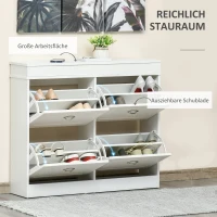 HOMCOM Schuhschrank mit 4 Schubladen modern Einfaches Design Lagerung Schrank Spanplatte MDF Weiß 98 x 24 x 83 cm(m-5)