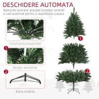 HOMCOM Pom Artificial de Craciun inalt, Decor Pom de Craciun cu 800 de Crengute, Deschidere Automata, Verde;(m-7)