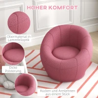 HOMCOM Fauteuil met pluche, accentfauteuil, pluche fauteuil, draaibaar, roze(m-4)