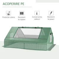 Outsunny Sera Rectangulara de Gradina din Otel cu invelis din PE, Usi rulante si Ferestre, 180x140x80cm, Verde(m-4)