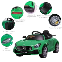 HOMCOM Macchinina per Bambini Elettrica 12V con Licenza Mercedes-AMG GTR, Velocità 3-5km/h, Telecomando, Luci e Suoni, Verde(m-7)
