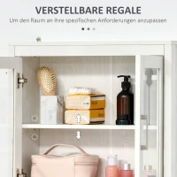 szafka łazienkowa kleankin 2 szklane drzwi 1 półka MDF-szkło Biały(m-6)