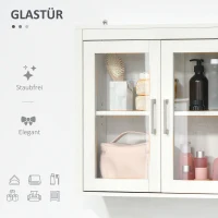 szafka łazienkowa kleankin 2 szklane drzwi 1 półka MDF-szkło Biały(m-5)