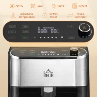 HOMCOM 6.5L 4 in 1 Air Fryer, Air Fry, Bake, Roast and Dehydrator with Digital Display, Rapid Air Circulation, Adjustable Temperature, Timer, Cookbook and Non-stick Basket, 1500W(m-7)