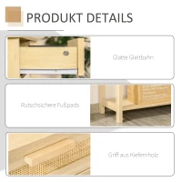 HOMCOM Konsolentisch Beistelltisch Rattan-Design mit 2 Schubladen Sideboard Eingang MDF Spanplatte 100 x 30 x 76 cm(m-8)
