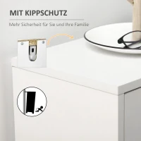 HOMCOM Schuhschrank mit 2 Kippschubladen, 1 Schublade, Sideboard, Weiß + Gold(m-6)