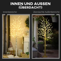 HOMCOM Kunstboom, Kunstberk met 180 LEDs, 3 Helderheidsniveaus, Warm Wit, Realistische Schors, 21,5 x 21,5 x 180 cm(m-7)