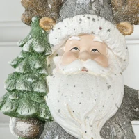 HOMCOM Kerstversiering, Kerstman met kerstboom en lantaarn, warme LED-verlichting, batterijvoeding, voor binnen en buiten, 55 cm(m-9)