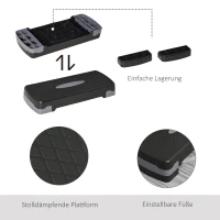 HOMCOM Stepboard aerobic fitness stepper hometrainer in hoogte verstelbaar sport zwart(m-4)