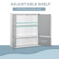 kleankin Bathroom Mirror Cabinet, Wall Mounted Storage Cupboard with Double Doors and Adjustable Shelf, Bathroom Organizer, Grey(m-5)