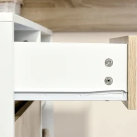 HOMCOM Eckschreibtisch Computertisch Bürotisch Winkelschreibtisch Regal L-Form Spanplatte Weiß+Eiche 120 x 92 x 75,5 cm(m-9)