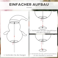 HOMCOM Weihnachtsdeko Weihnachtslichter Weihnachtsschmuck, Pinguin, Weihnachtsmann, inkl. LEDS, 50 cm x 40 cm x 76 cm(m-6)