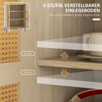 HOMCOM Sideboard im Boho-Stil, Wienergeflechtoptik, Kommode, Natur + Schwarz(m-6)