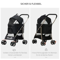 Wózek dla psa PawHut, wózek dla psa 2 w 1, składany wózek dla psa, torba transportowa(m-7)